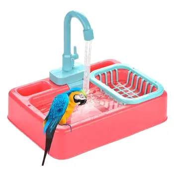 Comedero Automático Parrot Bañera Piscina Grifo De Parrot Ducha De Baño Dispensador De Agua De La Jaula De Pájaros Baño Parrot Juguetes