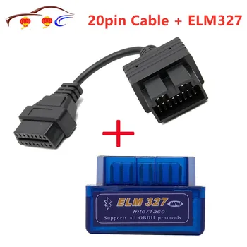 Super Mini ELM327 Bluetooth + Conector OBD2 Cable para Kia 20 pin Coche Escáner Herramienta de Diagnóstico del OLMO 327 Para Android Par de Windows