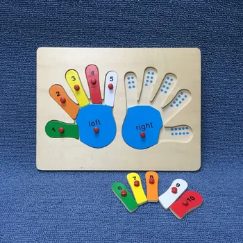 De madera Montessori, Juguetes de Matemáticas Juguetes Juguetes Educativos Para los Niños Materiales Montessori juguete Dedos Contar Modelo de Tablero de Niños de Juguete