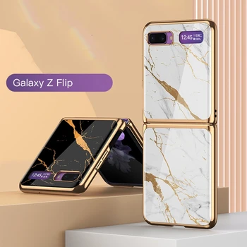 Para Samsung Galaxy Z Flip Case Plegable Caso De Teléfono Móvil Galvanizado Y Pintado Ultra Delgadas De Vidrio De Cáscara Dura