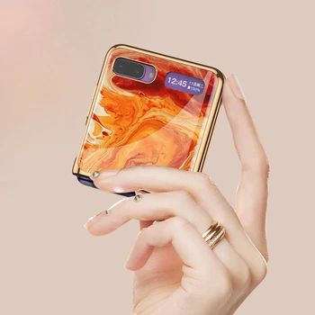 Para Samsung Galaxy Z Flip Case Plegable Caso De Teléfono Móvil Galvanizado Y Pintado Ultra Delgadas De Vidrio De Cáscara Dura
