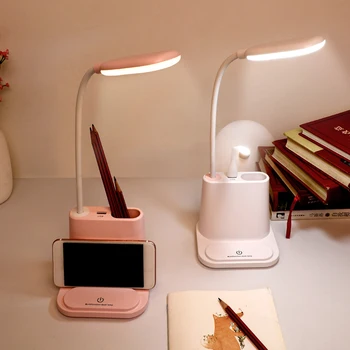 USB Recargable Lámpara de Escritorio LED Táctil de Regulación Ajuste de la lámpara de Mesa, Lámpara de Lectura de Estudio de la Lámpara de la Mesita Con Ventilador Pequeño Para la Iluminación de Estudio