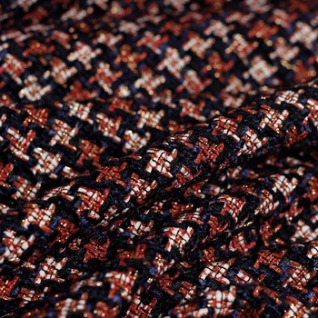 50x145cm Azul y Rojo Patrón de pata de gallo Francia Tweed Tejidos de Materias textiles Otoño Chaqueta de Coser Tela de Sastre