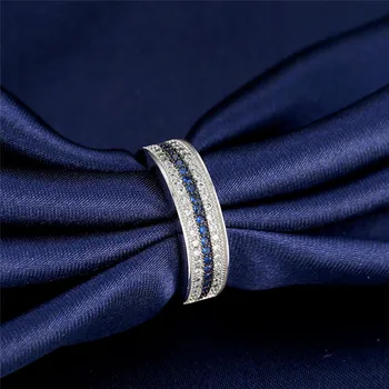 Elegante Azul, Blanco, AAA Circón Incrustaciones de Boda Anillos de Compromiso Para las Mujeres Simples de la Moda de Joyería de Alta Calidad Anillos Mujer B003