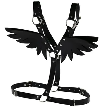 BDSM Goth Arnés de Cuero de Ala de Ángel Sexy con Liguero Erótica de la Cintura Punk de la Mujer Lencería Cintura Tirantes del Arnés