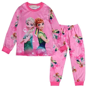 Disney Congelado Niños ropa de dormir de las Niñas Pijamas de Bebé Niños Conjunto de Ropa de Niños Pijamas de Niñas Elsa Anna Princesa de Pijamas traje de Regalo
