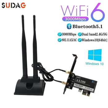 3000 Мбит/с AX200 802.11 AX Wifi 6 PCI-e сетевая карта Bluetooth 5,1 Беспроводная Wifi6 PCI Express Antena Wifi 5G адаптер AX200N