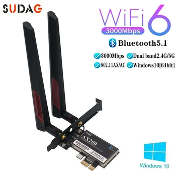 3000 Мбит/с AX200 802.11 AX Wifi 6 PCI-e сетевая карта Bluetooth 5,1 Беспроводная Wifi6 PCI Express Antena Wifi 5G адаптер AX200N
