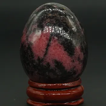 Natural, Rosa, Negro Rhodonite Bola de Mineral de Cuarzo Esfera Masaje de Manos Huevo de Cristal de Sanación Feng Shui Decoración para el Hogar Accesorio de 34x44mm