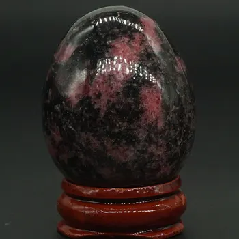 Natural, Rosa, Negro Rhodonite Bola de Mineral de Cuarzo Esfera Masaje de Manos Huevo de Cristal de Sanación Feng Shui Decoración para el Hogar Accesorio de 34x44mm