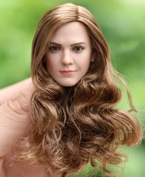 Escala 1/6 Cabeza Femenina Esculpir Hermione Emma Watson Sonrisa de Mujer Modelo de la Cabeza con Largos Rizos de Cabello para 12