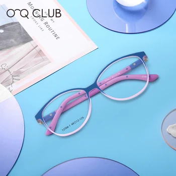 O-Q CLUB de Niños Nueva Ronda Gafas de Marco TR90 de Silicona Suave Gafas de Miopía Óptica de los Niños Anteojos T2704-1
