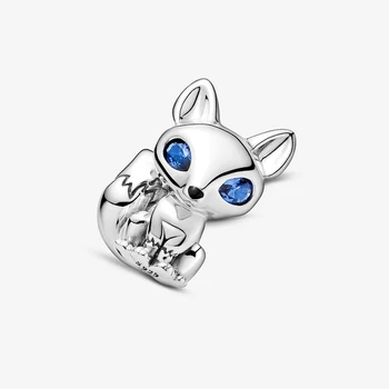 2020 Otoño Llegada Lindo de Ojos Azules Fox Encantos Perlas de Ajuste Original de Pandora Encantos de la Pulsera de la Joyería de Regalo