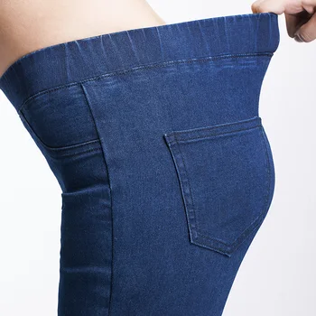 LEIJIJEANS 2020 de la Primavera Y el Verano Más el Tamaño de Mediados de Cintura Elástica Tramo longitud de Tobillo mom Jeans para Mujer Pantalones Skinny Jeans Capris