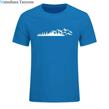 Montaña Árbol de los Hombres de la Camiseta de Bosque de Montaña Senderismo de Impresión T-shirt Tops Camisetas de Manga Corta Casual Divertido T-shirts de Algodón para Hombres Ropa