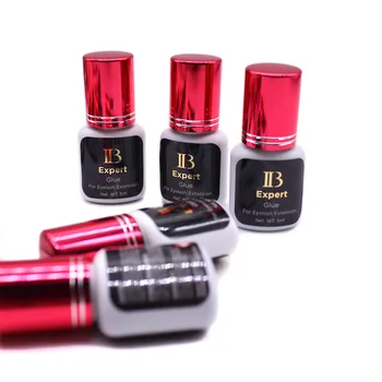 5 Botellas Originales de Corea del IB Ibeauty Experto Pegamento Negro 1-2 Segundos de Duración de 5-6 Semanas de Vino Rojo Tapa de 5ml Para Extensiones de Pestañas postizas
