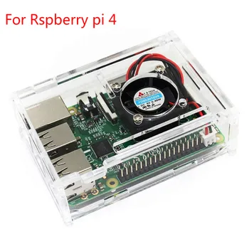 Para Raspberry Pi 3 Modelo B de Acrílico Claro Caso de Gabinete de la Caja con Ventilador con disipador de calor