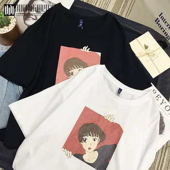 Duckwaver las Mujeres de los años 90 Chica Impreso en 3D Camiseta Dulce O-cuello de Manga Corta Mujer T-camisetas Casual Top Básico Camisetas Camisetas Mujer