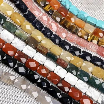 La Piedra Natural Facetado en forma de Cuadrado de Abalorios Ágatas de cristal Esparcidos perlas Para la joyería DIY Collar Pulsera Accesorios
