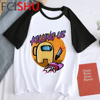 La moda de Video Juego Entre Nosotros Divertidos dibujos animados Camiseta de los Hombres Harajuku Streetwear T-shirt Lindo Anime de los 90 Camiseta Hip Hop Top Tees Macho