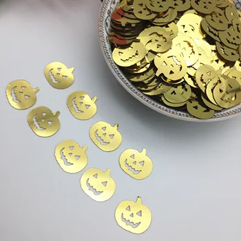 50g/lote de Calabaza Lentejuelas 18 mm de PVC Plana Paillettes Decoración de Halloween, Día de Todos los Santos Cushaw Cuaurbit Luz de Oro