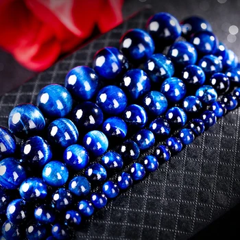 2020 Azul Ojo de Tigre de Piedra Ronda Perlas de Strand para Hombre Women Fabricación de la Joyería de la Piedra Natural Perlas de BRICOLAJE Pulsera Collar de Perlas Sueltas