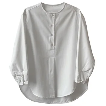 Señoras Blusa de la Tendencia de la Moda Salvaje Harajuku Retro Camisetas de 2020 Nuevas Casual Color Sólido Completo de la manga Suelta Temperamento Camisetas de Mujer