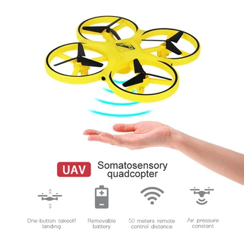 Mini Drone Volando bola Quadcopter Inducción de paquetes Drone Reloj Inteligente de Detección Remota Gesto OVNI Noctilucentes Interacción RC Juguetes