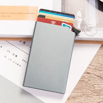 Taihaole RFID Anti-robo Smart Wallet Delgada de IDENTIFICACIÓN del Titular de la Tarjeta Unisex Automáticamente Metal Sólido Banco de Crédito Titular de la Tarjeta de Negocios Mini