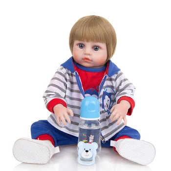 Nueva Llegada de Reborn Baby Dolls 49 cm Llena de Silicona Realista de Simulación de Muñecas Muilti-color de Pelo de Chico Renacer de Juguete Bebe Regalo de Navidad