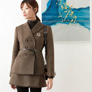 Nueva Qianniao pequeño traje corto delgada chaqueta de lana pantalones cortos de dos piezas traje de moda
