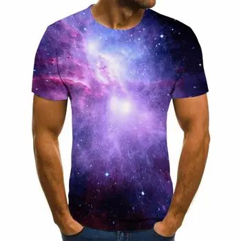 2020 comercio exterior caliente estilo galaxy cielo estrellado de impresión de manga corta de los hombres de moda de verano 3DT camiseta transpirable superior