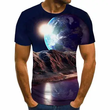 2020 comercio exterior caliente estilo galaxy cielo estrellado de impresión de manga corta de los hombres de moda de verano 3DT camiseta transpirable superior