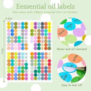 5 Hoja de 960 Pegatinas Botellas de aceites Esenciales Para Rodillos de Bolas de Botellas Etiquetas de la etiqueta Engomada