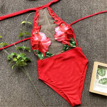 Rojo Sexy Bikini 2019 Mujeres Suitsuit Bikini Set de trajes de baño de la Onda de Borde de la Mujer Traje de Natación de Brasil Biquinis Trajes de Baño Dropship