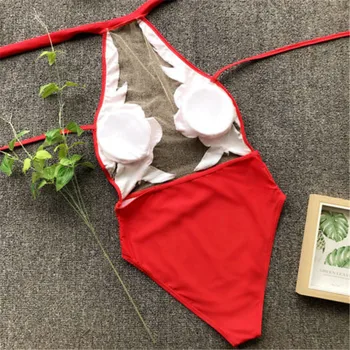Rojo Sexy Bikini 2019 Mujeres Suitsuit Bikini Set de trajes de baño de la Onda de Borde de la Mujer Traje de Natación de Brasil Biquinis Trajes de Baño Dropship