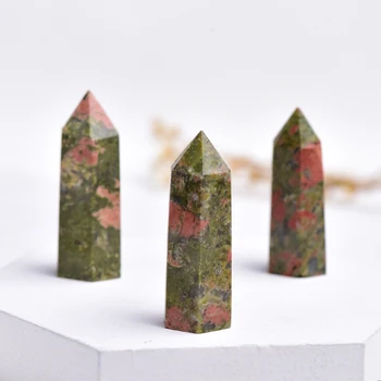 35-45mm Natural unakite Crystal Punto de Mineral Ornamento de la Curación de la Varita de la Casa de la Decoración de la Sala de Estudio de la Decoración de DIY Regalos