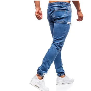 3 Estilos de los Hombres Elástico Skinny Ciclista Slim Fit jeans Hombres Multi-bolsillo con cremallera lápiz Pantalones de los hombres casuales de moda los pantalones vaqueros de los Pantalones Casuales