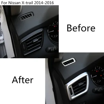 Auto marco de cubierta de la lámpara recorte de ABS cromado de Aire delanteras condición de Salida de Ventilación 4pcs Para Nissan X-trail xtrail T32/Rogue 2016