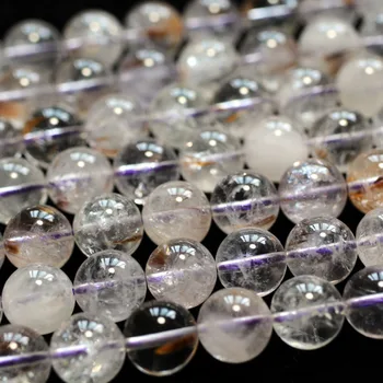 Mayorista (1 hilo/set) de 10 mm bajo precio Natural Cacoxenite P79 de cuarzo redonda lisa de perlas para la fabricación de joyas de diseño