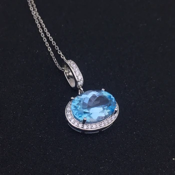 CSJ Natural, Cielo Azul Topacio Colgante de la piedra preciosa de la Plata Esterlina 925 del Collar de la joyería para las Mujeres de la boda caja de regalo libre de expresar