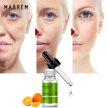 MABREM Vitamina C en Suero facial Anti-arrugas Hidratante Blanqueamiento Reducir los Poros Ilumina el Tono de la Piel Suave de Reparación de la Esencia del Cuidado de 10ml