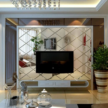 Forma de diamante Espejo de la Pared Pegatinas de Sala de estar Dormitorio Decoración de la Pared 3D Triángulos de Acrílico de la Pared Calcomanías de Arte de la Decoración de la Casa
