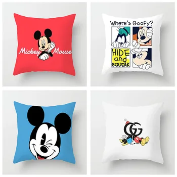 4 piezas de Disney Mickey Minnie y el Pato Donald dibujos animados de anime funda de almohada decoración de la Habitación de funda de almohada, funda de almohada de Sofá Sin almohada