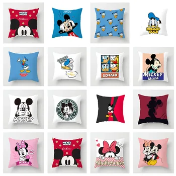 4 piezas de Disney Mickey Minnie y el Pato Donald dibujos animados de anime funda de almohada decoración de la Habitación de funda de almohada, funda de almohada de Sofá Sin almohada