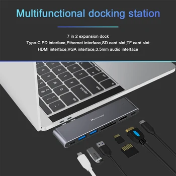Tipo C Adaptador para MacBook Pro, 7 en 2 Multipuerto USB Hub Compatible con el MacBook Air , MacBook Pro 2020-2016 13