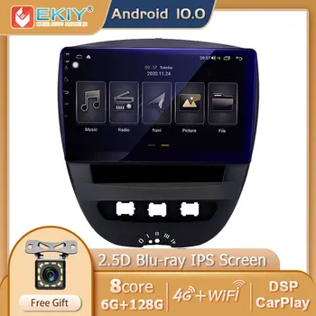 EKIY DSP IPS Android De 10 de la Radio del Coche 6G+128 GB Para Toyota Aygo Para Citroen C1 2005-14 GPS Navi Reproductor Multimedia Wifi Grabadora de Cinta