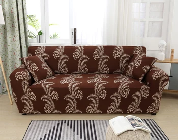 En forma de L de la planta impreso fundas de sofá de spandex para el sofá de la sala cubierta de sofá de la esquina de la cubierta chase larga cubierta de material elástico