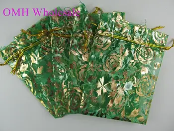 50pcs 12x10cm corazón de Amor de la flor 20color chino de la Navidad / de la Boda de voile bolsa de regalo de Organza Bolsas de la Joyería de embalaje Bolsa de Regalo BZ03