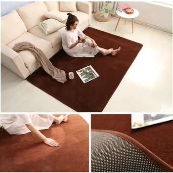 Coral velvetPink de pelo corto alfombra de piso de la habitación tapete de la sala de estar cojín mesa de café manta manta de la Decoración del Hogar